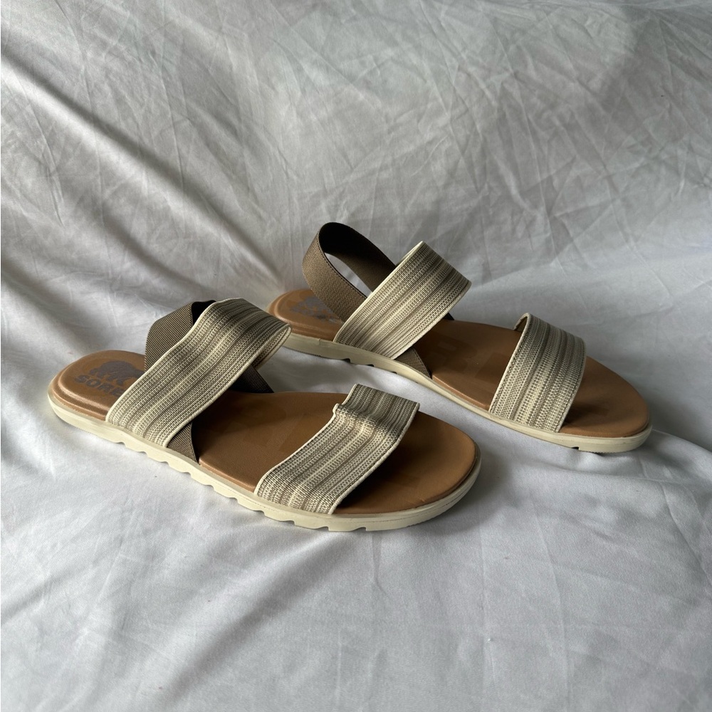 Sorel Ella 2 Ankle Wrap Suede Slingback Strappy Sandals Womens 9 EUC So Cute